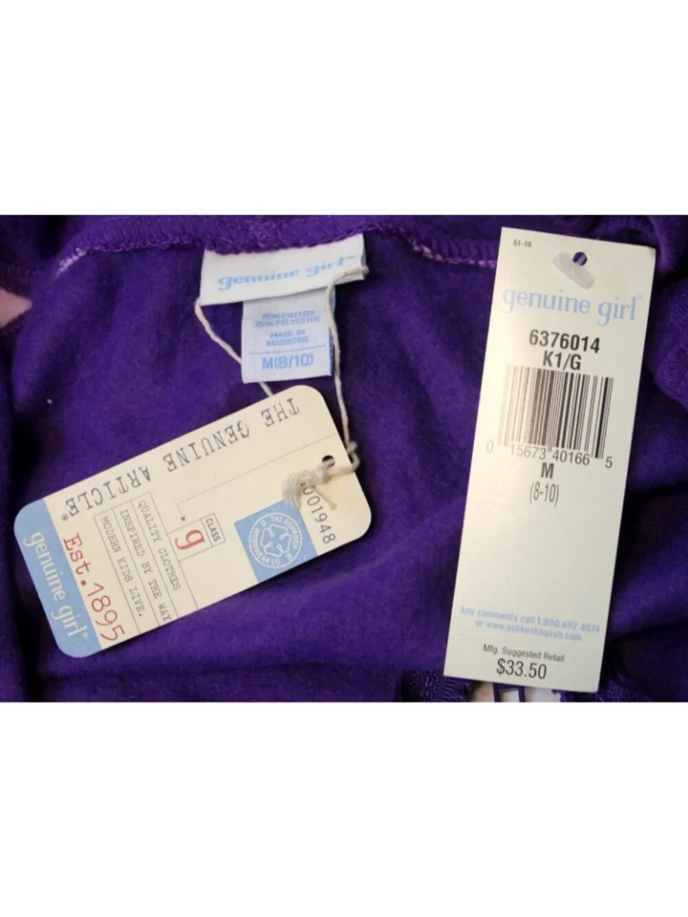Y2K Oshkosh 2pc Outfit sz M 8-10 Purple Track Suit Hoodie Sweatpants Sporty NEW